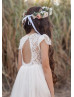 Lace Tulle Keyhole Back Ankle Length Flower Girl Dress Lace Tulle Keyhole Back Ankle Length Flower Girl Dress